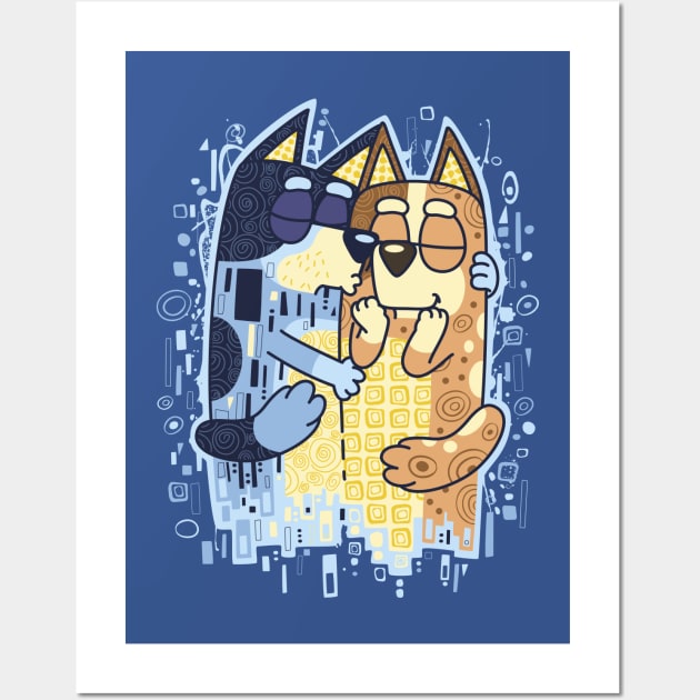 The Heelers Kiss blue Wall Art by Olipop